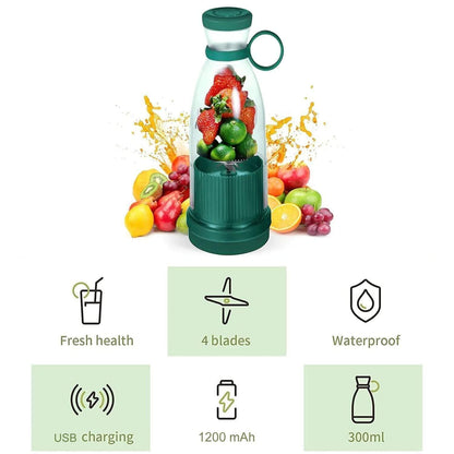 Mini Portable Juicer Blender - 6 Blade USB Rechargeable Juicer Blender